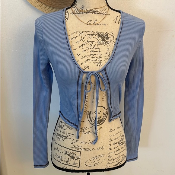 Fashion Nova Sweaters - Fashion Nova Blue Ribbed Sweater Shrug